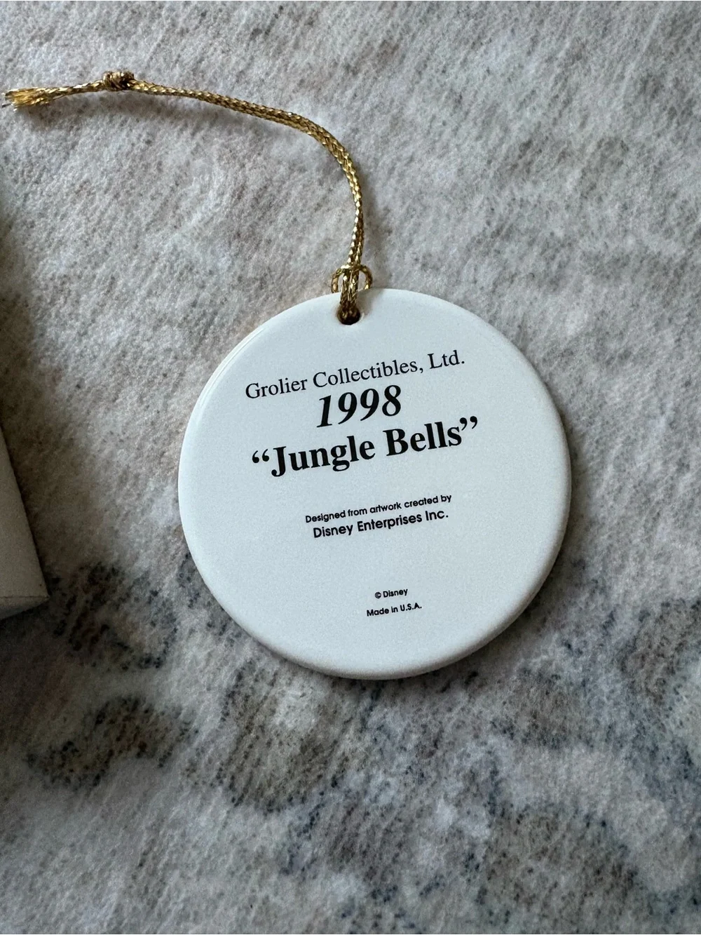 VTG 1998 Lion King Jungle Bells Christmas Disney Grolier Disk Ornament Y2K 90’s